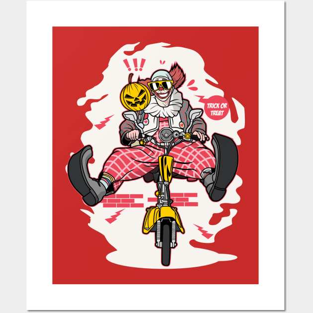 Clown Biker Wall Art by beanbeardy